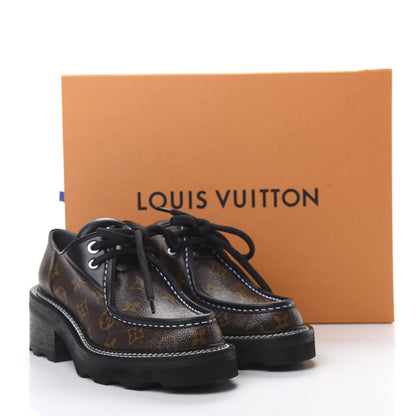 Louis Vuitton Monogram Calfskin Beaubourg Platform Derby Shoes 39 Brown 9 of 9