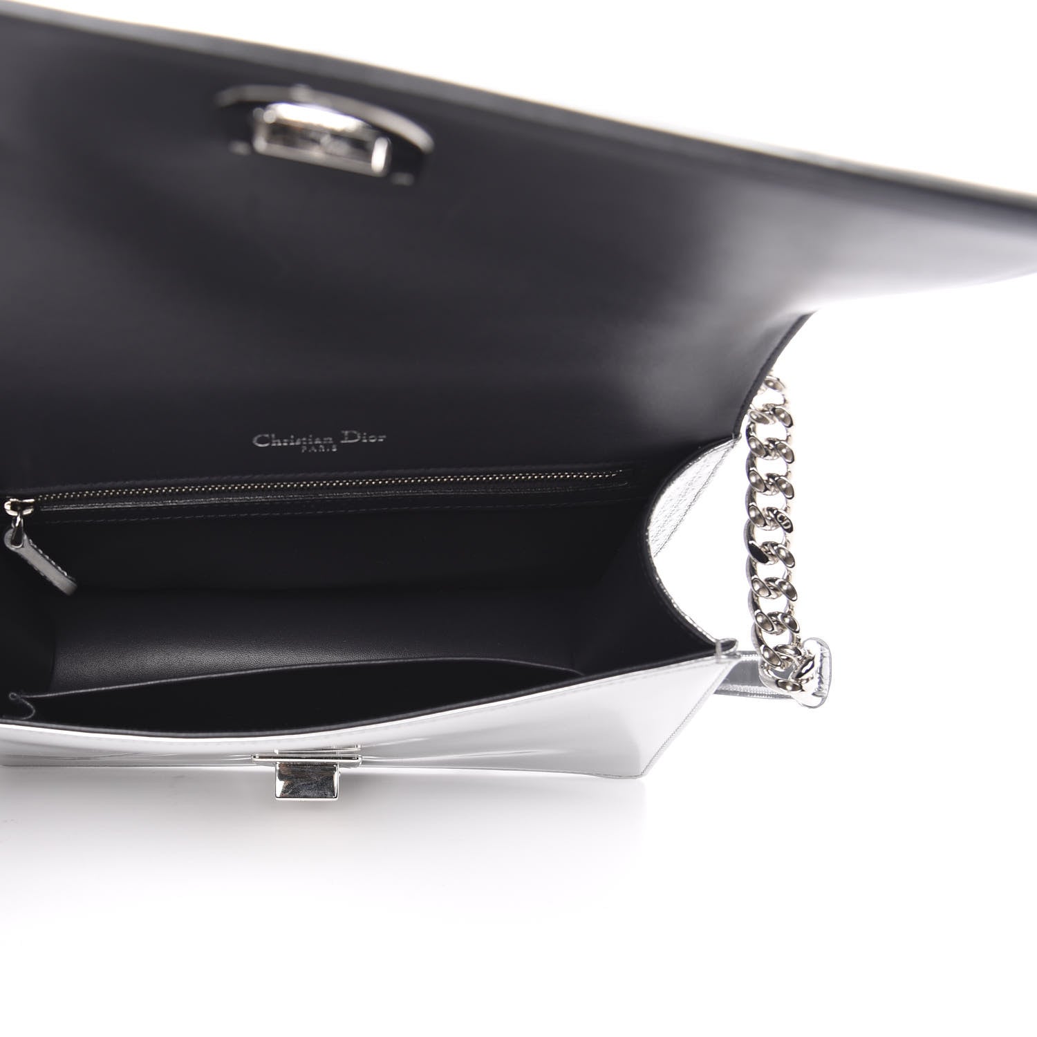Christian Dior Metallic Patent Micro-Cannage Medium Diorama Flap Bag Silver 5 of 10