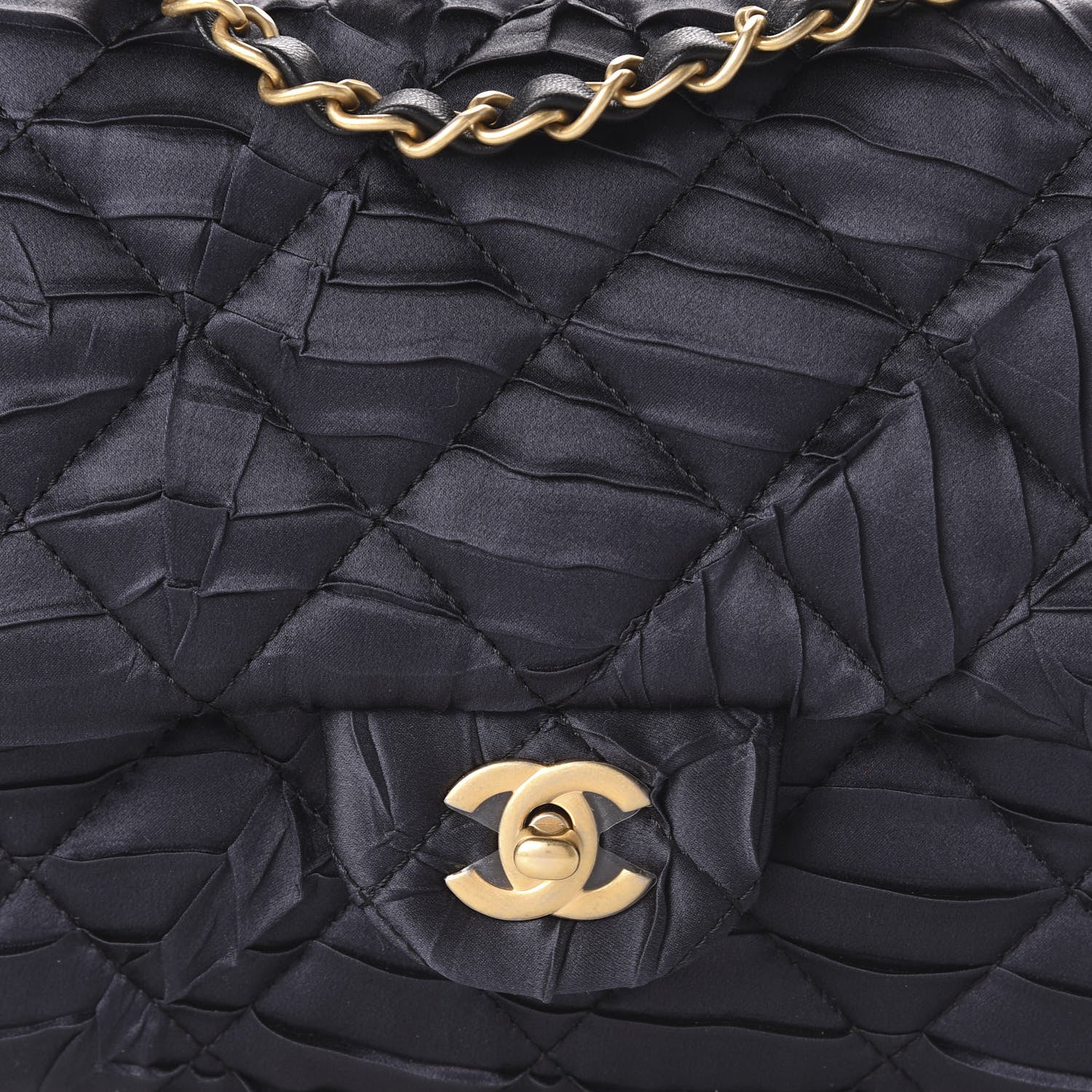 Chanel Satin Quilted Pleated Medium Single Flap Navy 10 of 10