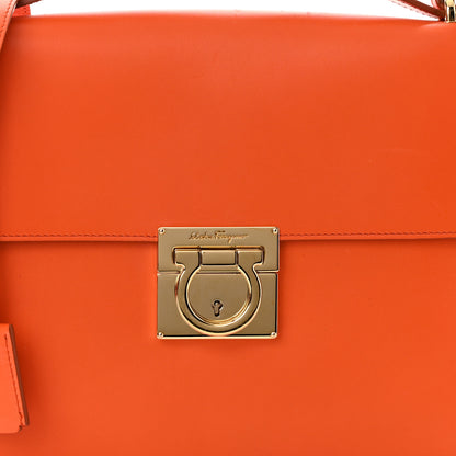 Salvatore Ferragamo Calfskin Gancio Lock Satchel Orange 6 of 8