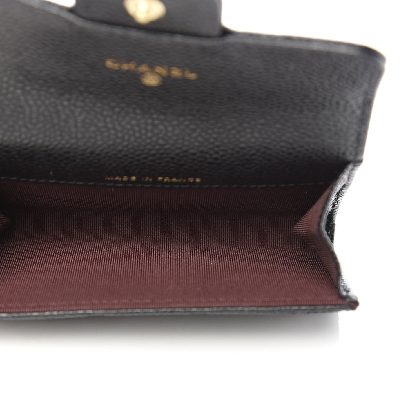 Caviar Quilted Flap Card Holder Wallet Black