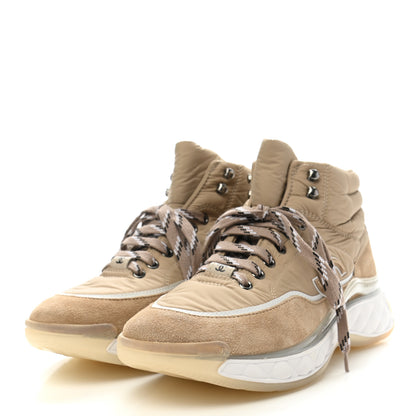 Chanel Fabric Suede Womens CC Sneakers 40 Beige 3 of 9