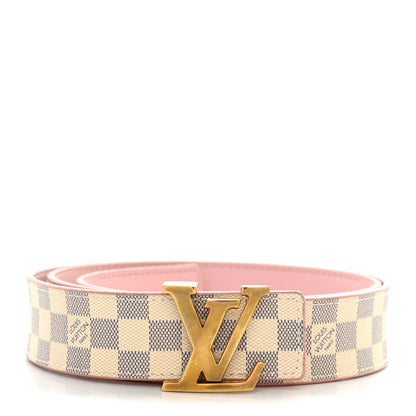 Louis Vuitton Damier Azur LV Initiales 32mm Belt 80/32 Rose Ballerine 1 of 7
