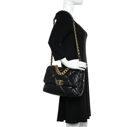 Chanel Shiny Goatskin Quilted Large Chanel 19 Flap Black 2 of 11
