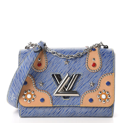 Louis Vuitton Epi Studded Twist Shoulder Bag MM Denim Light 1 of 9