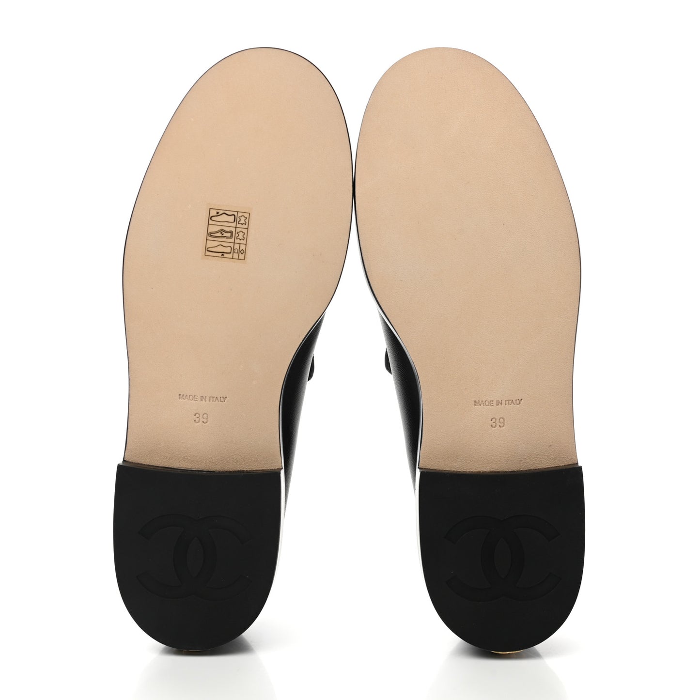 Lambskin Pearl Crystal Quilted CC Logo Jewelry Loafers 39 Black