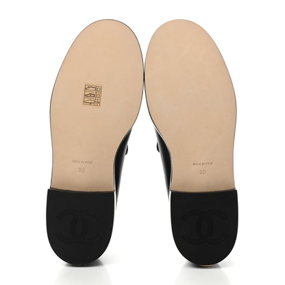 Chanel Lambskin Pearl Crystal Quilted CC Logo Jewelry Loafers 39 Black 5 of 8