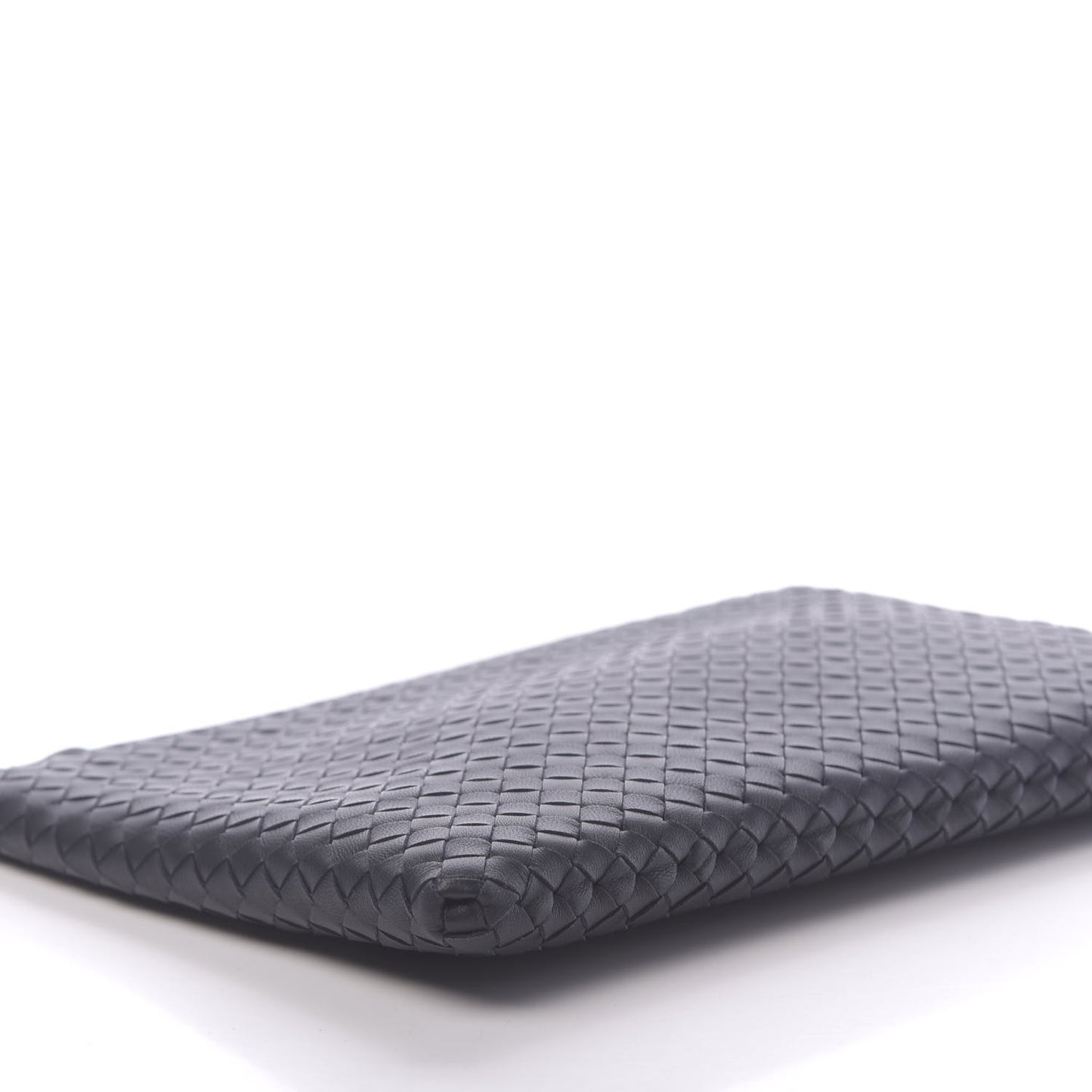 Nappa Intrecciato Large Flat Zip Biletto Pouch Black