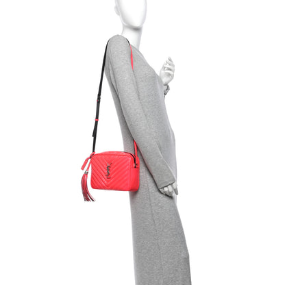 Saint Laurent Patent Calfskin Matelasse Monogram Lou Camera Bag Neon Pink 2 of 14
