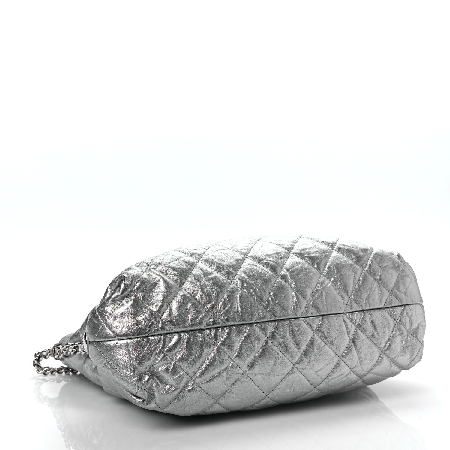 Chanel Metallic Crackled Calfskin Quilted Medium Big Bang Hobo Silver 3 of 8