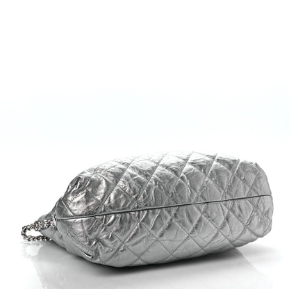 Chanel Metallic Crackled Calfskin Quilted Medium Big Bang Hobo Silver 3 of 8