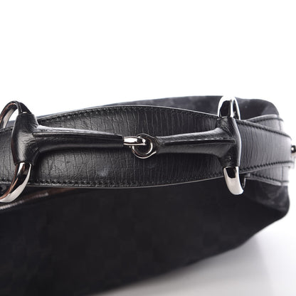 Gucci Monogram Medium Horsebit Chain Hobo Black 8 of 8