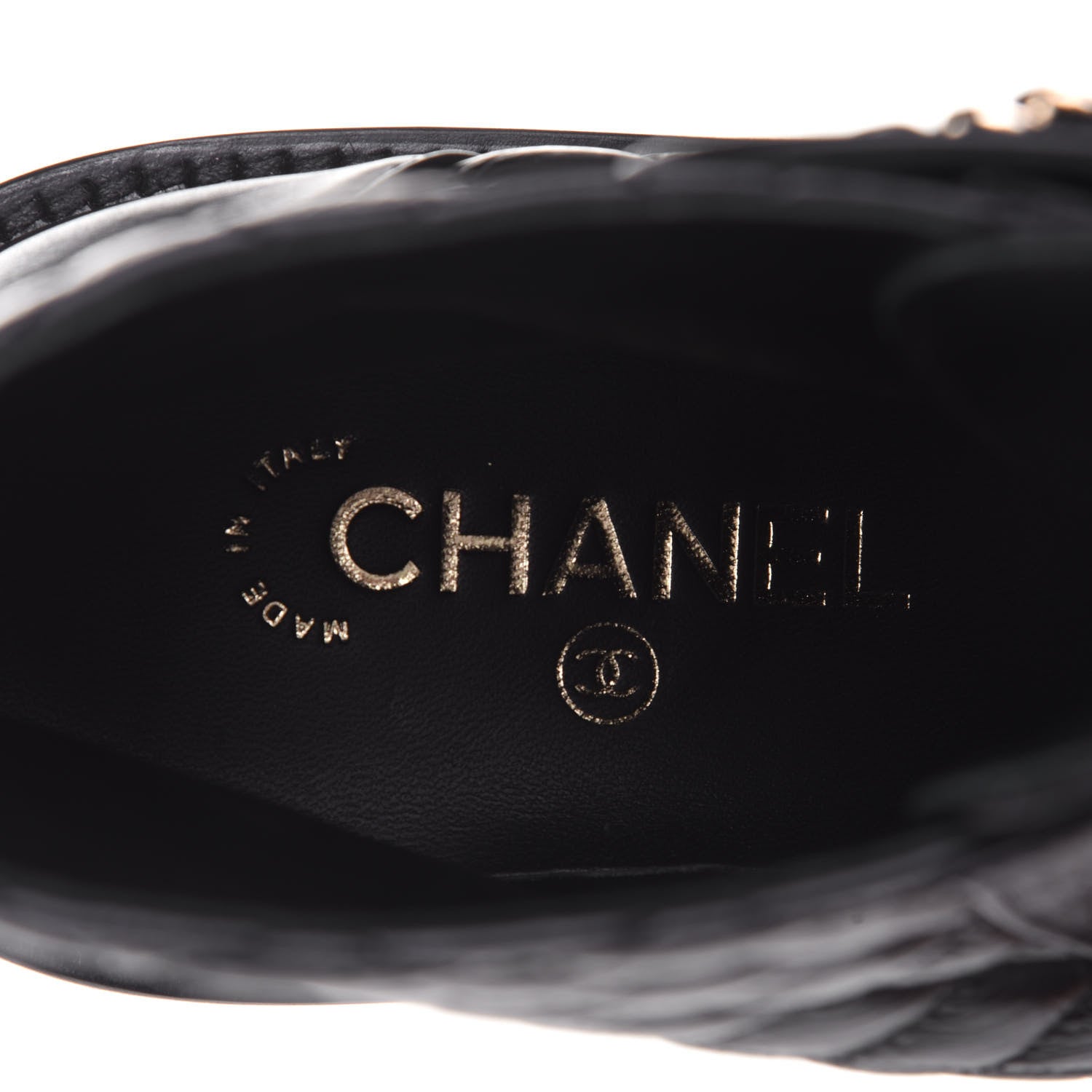 Chanel Shiny Goatskin Calfskin Quilted Lace Up Combat Boots 39 Black 9 of 11