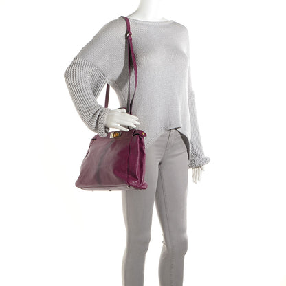 Fendi Goatskin Zucca Medium Peekaboo Iconic Satchel Ciclamino Tobacco Moro 2 of 10