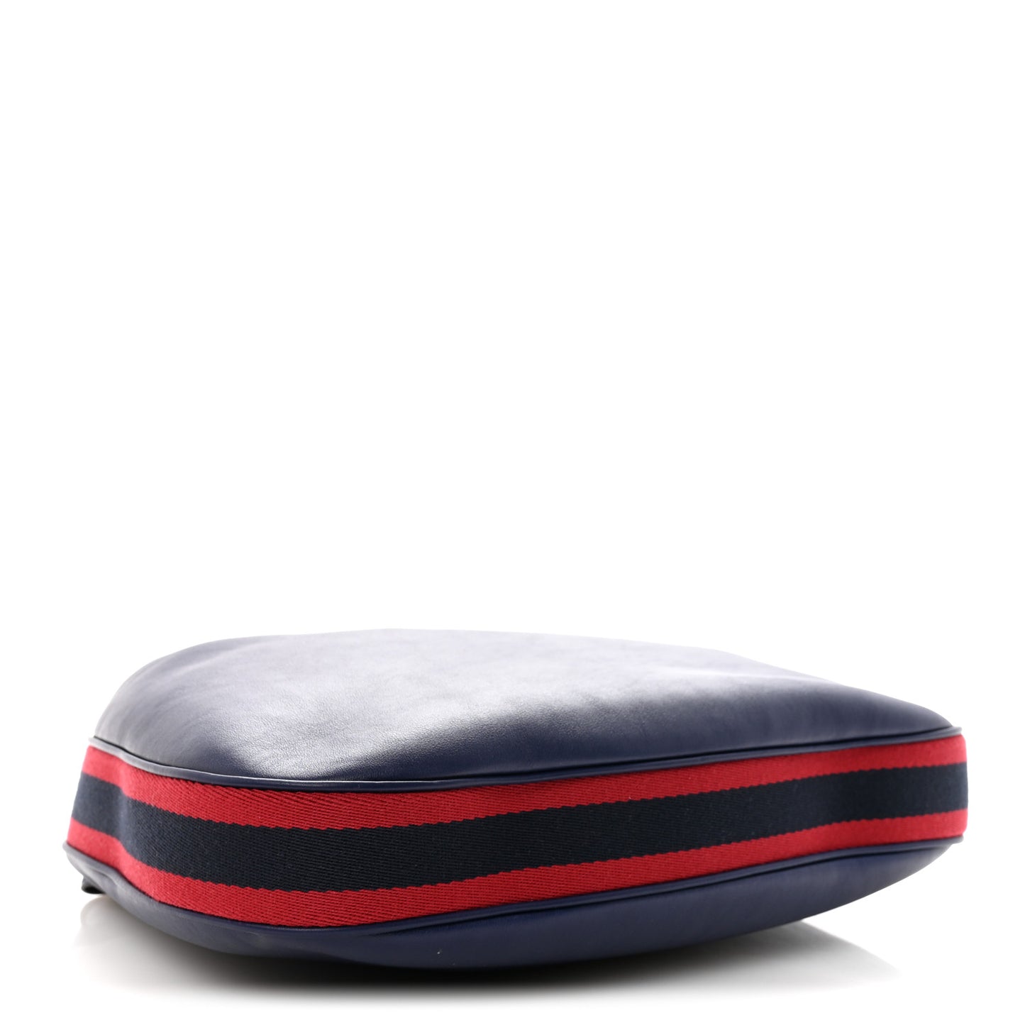 Aria Calfskin Web Large Attache Shoulder Bag Navy