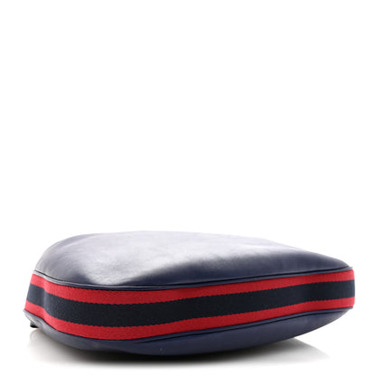 Gucci Aria Calfskin Web Large Attache Shoulder Bag Navy 4 of 9