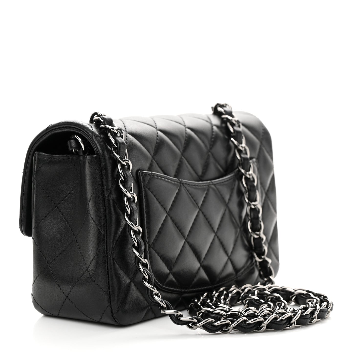 Lambskin Quilted Mini Rectangular Flap Black