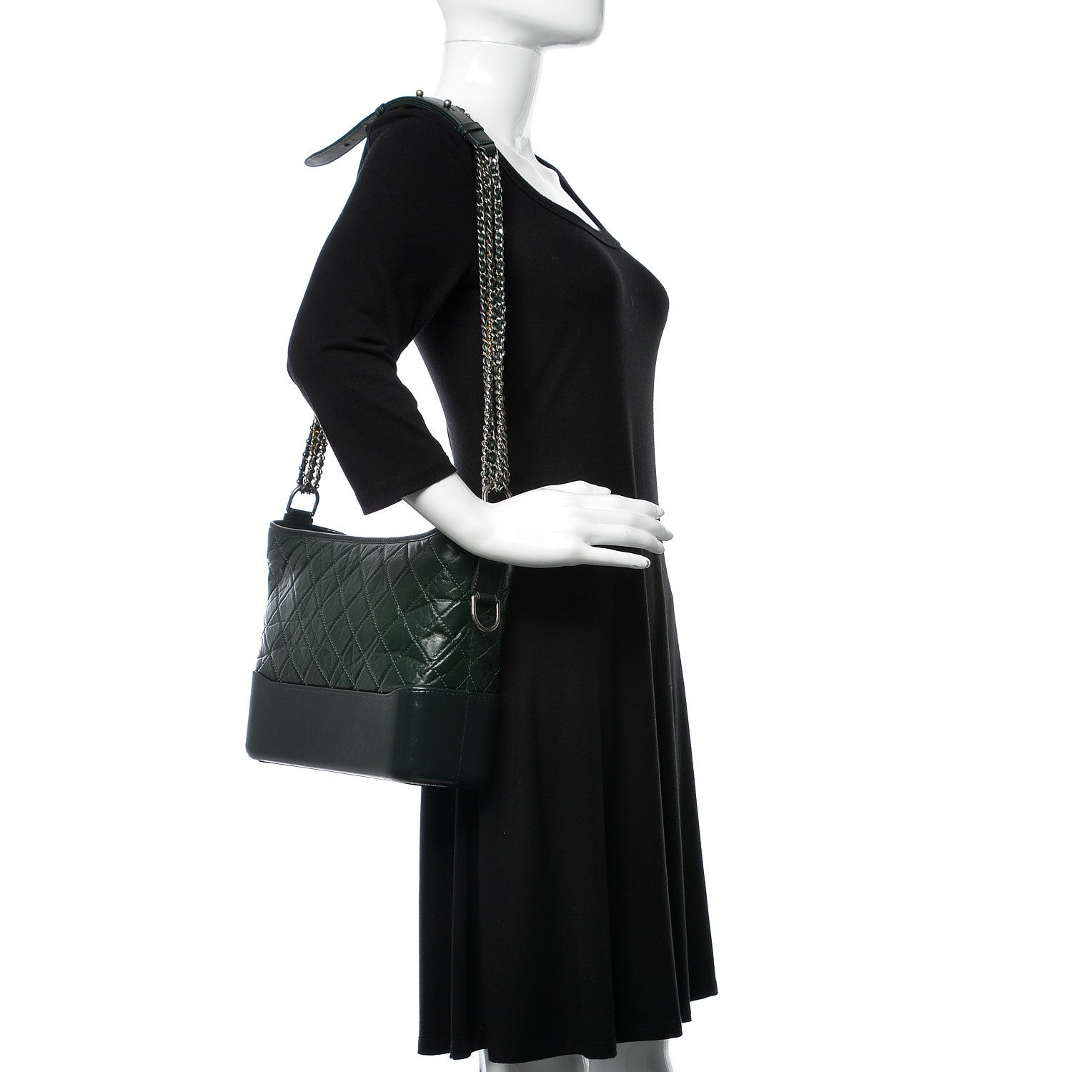 Chanel Aged Calfskin Quilted Medium Gabrielle Hobo Dark Green 2 of 9
