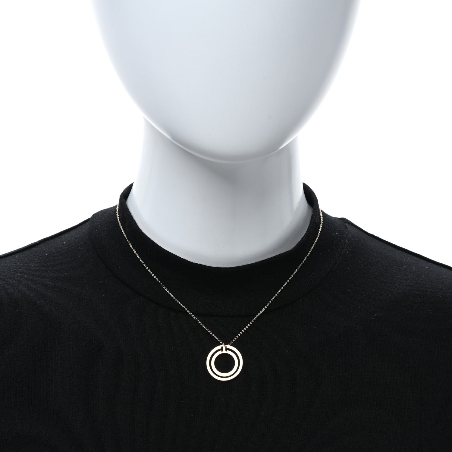 Tiffany 18K Yellow Gold T Circle Pendant Necklace 3 of 5