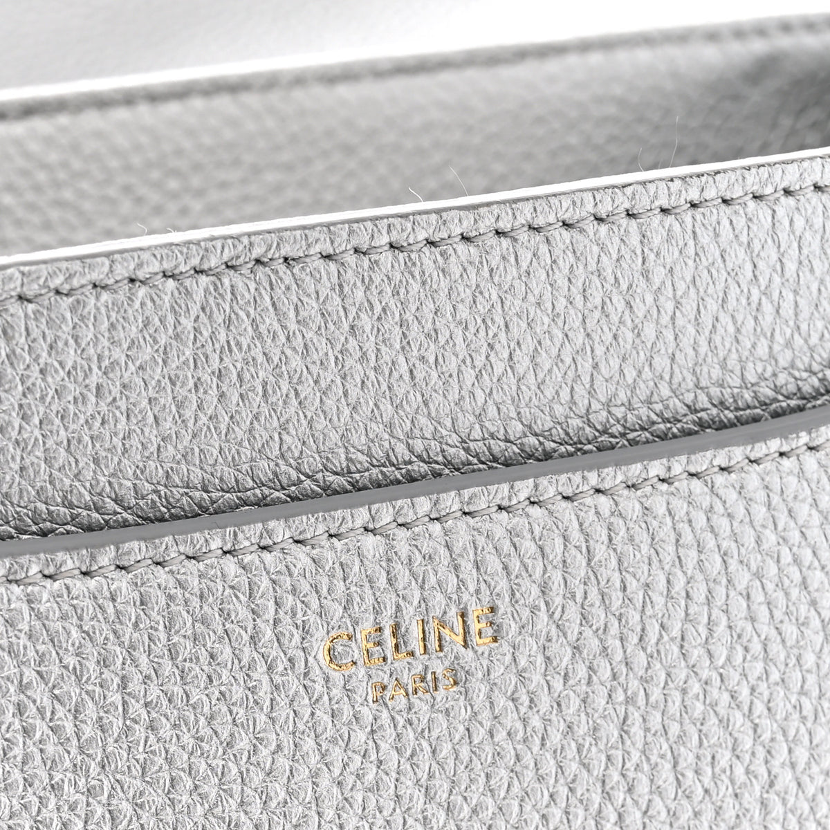 Laminated Grained Calfskin 16 Top Handle Bag Silver