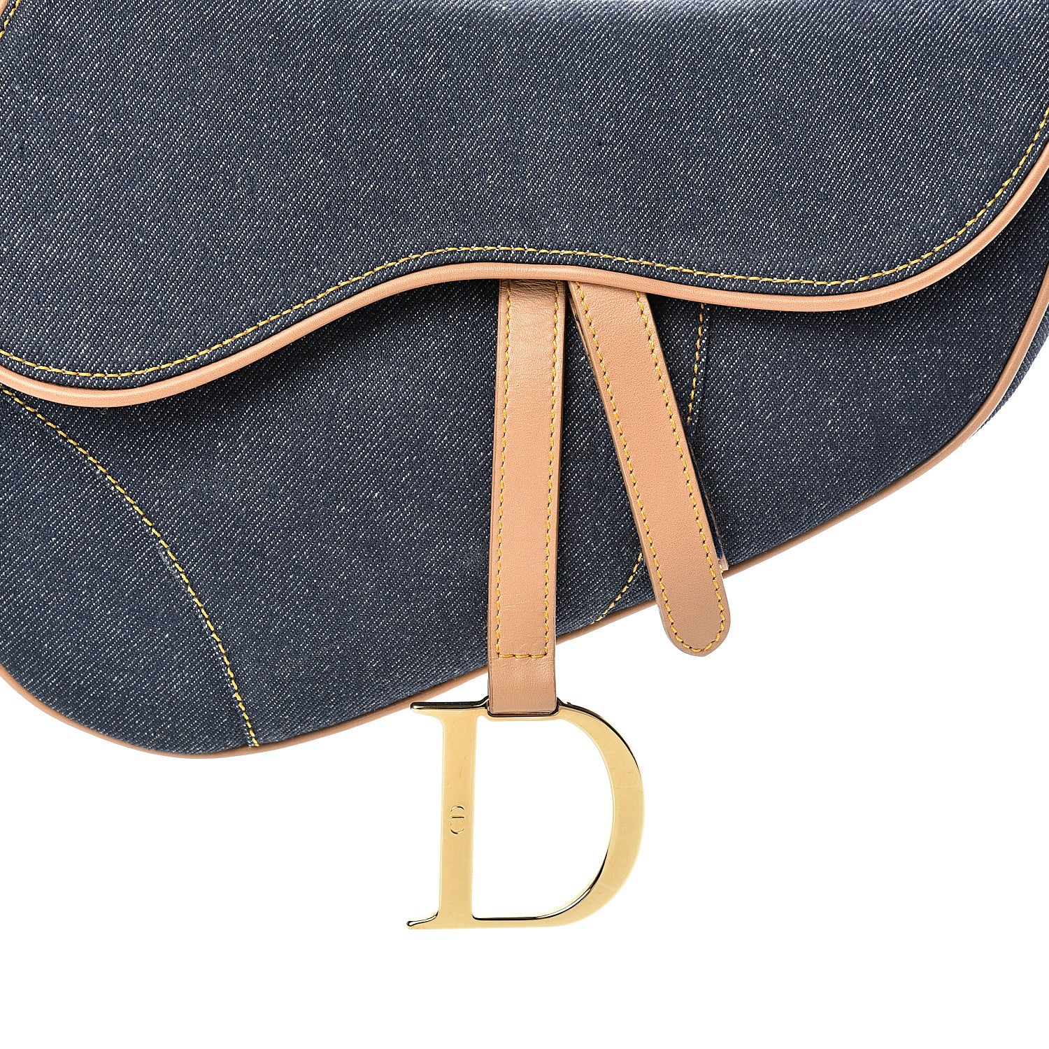 Christian Dior Denim Calfskin Saddle Bag Blue 7 of 10