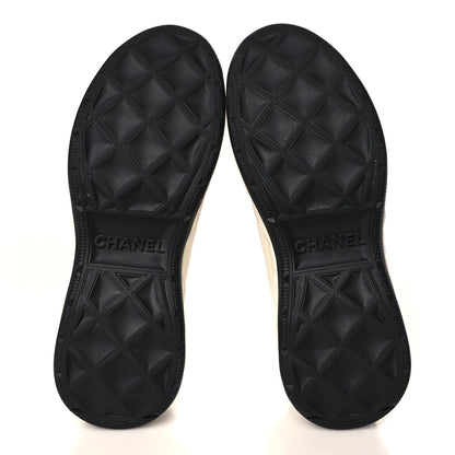 Chanel Velvet Calfskin Mixed Fibers CC Sneakers 38 Ivory Black 5 of 8