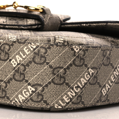 Gucci X BALENCIAGA GG Supreme Monogram Web Logo Print Mini Horsebit 1955 Shoulder Bag Beige Ebony 10 of 11