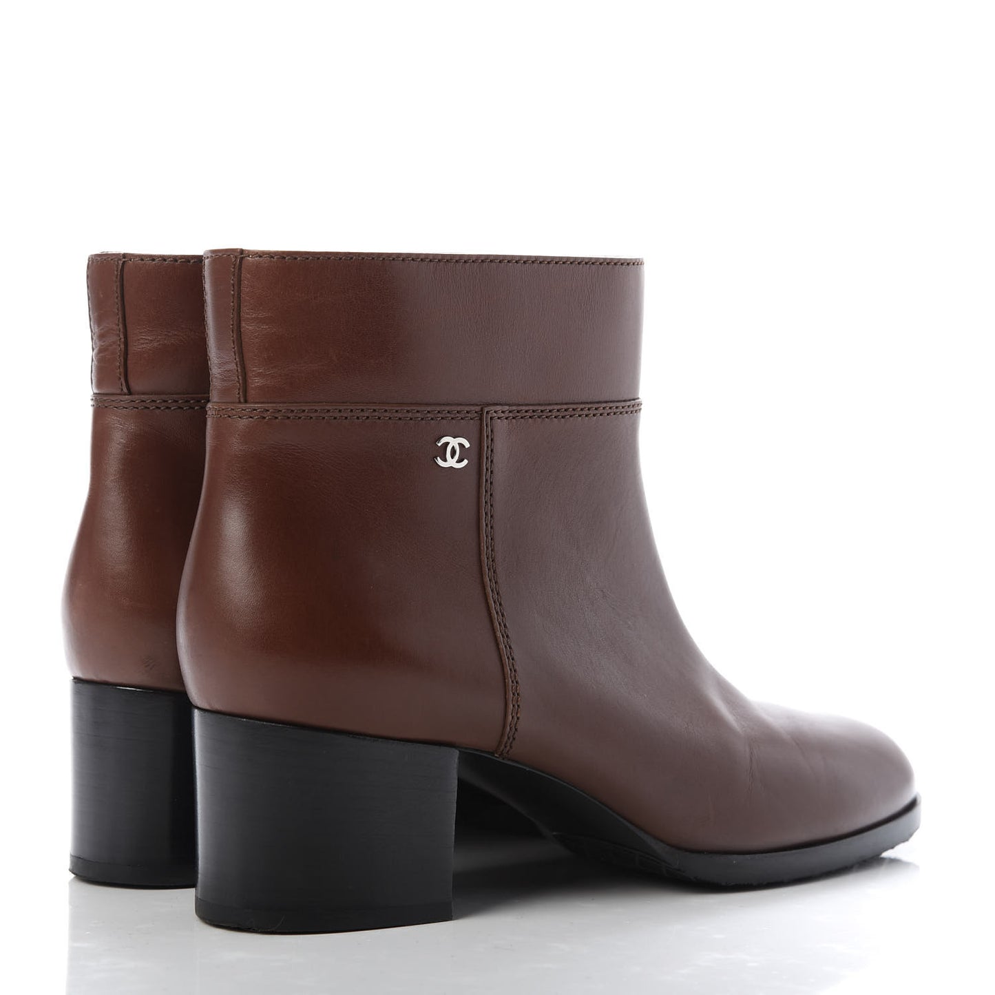 Lambskin CC Ankle Boots 40.5 Marron