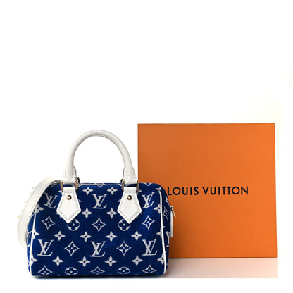 Louis Vuitton Jacquard Velvet Monogram LV Match Speedy Bandouliere 20 Blue 9 of 9
