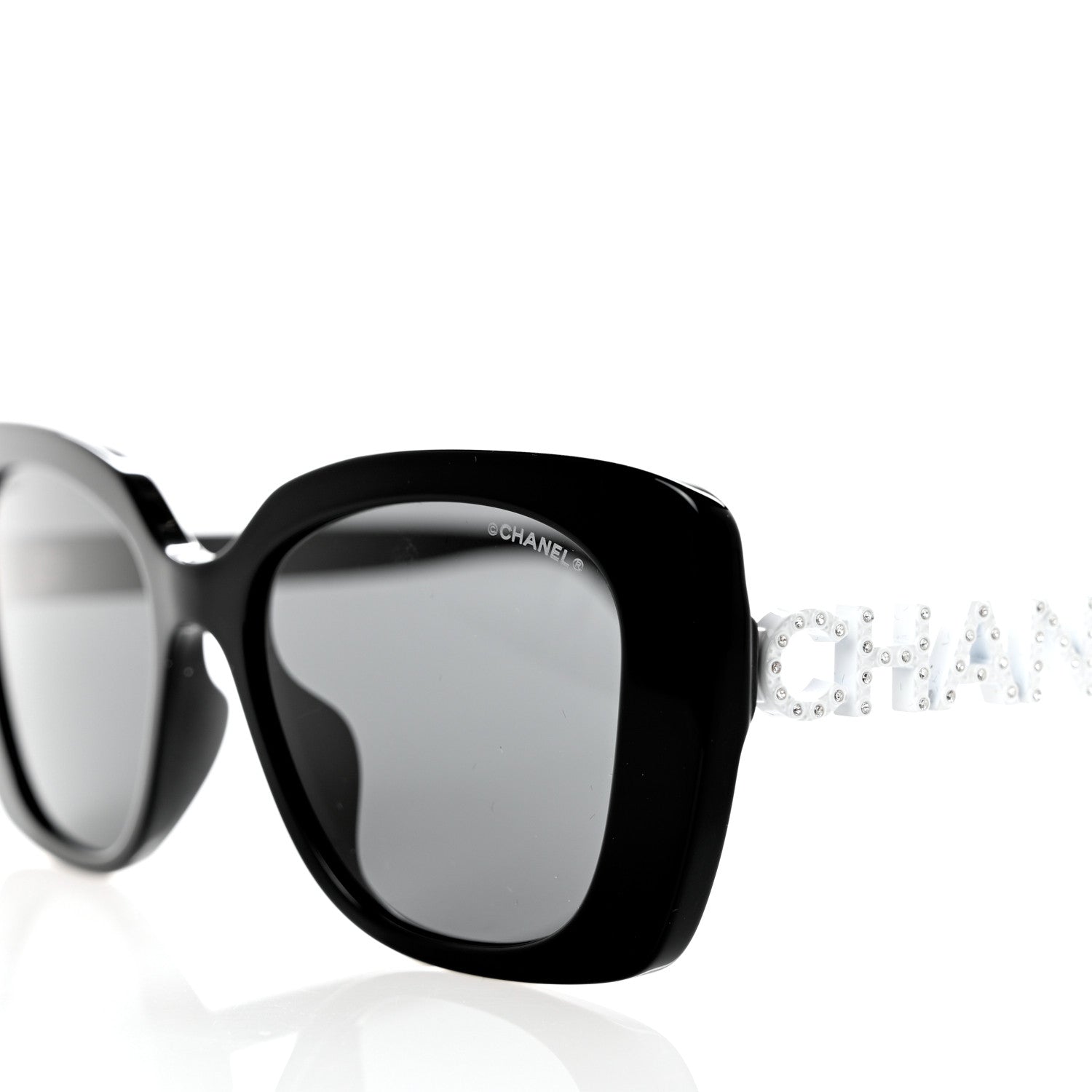 Chanel Acetate Strass Square Sunglasses 5422-B-A Black White 7 of 8