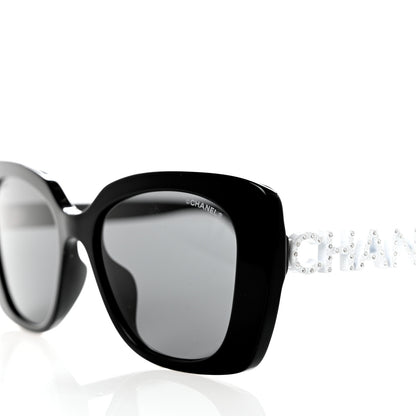 Chanel Acetate Strass Square Sunglasses 5422-B-A Black White 7 of 8