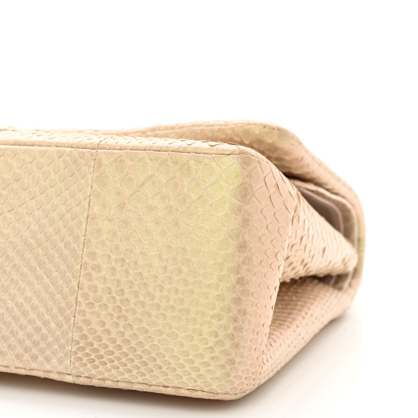 Metallic Snakeskin Jumbo Double Flap Gold