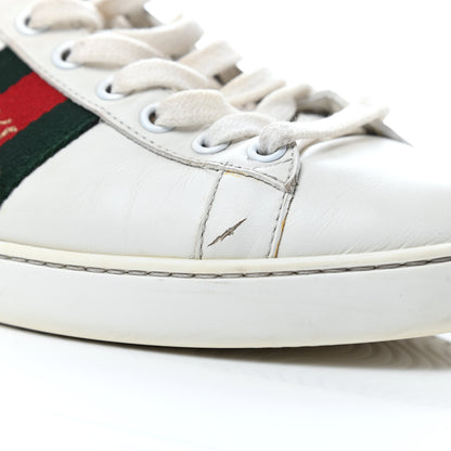 Gucci Calfskin Ayers Bee Embroidered Womens Ace Sneakers 39 White Green 6 of 6