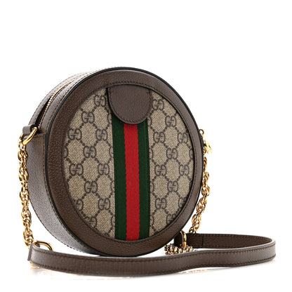 Gucci GG Supreme Monogram Web Mini Ophidia Round Shoulder Bag Brown 3 of 13