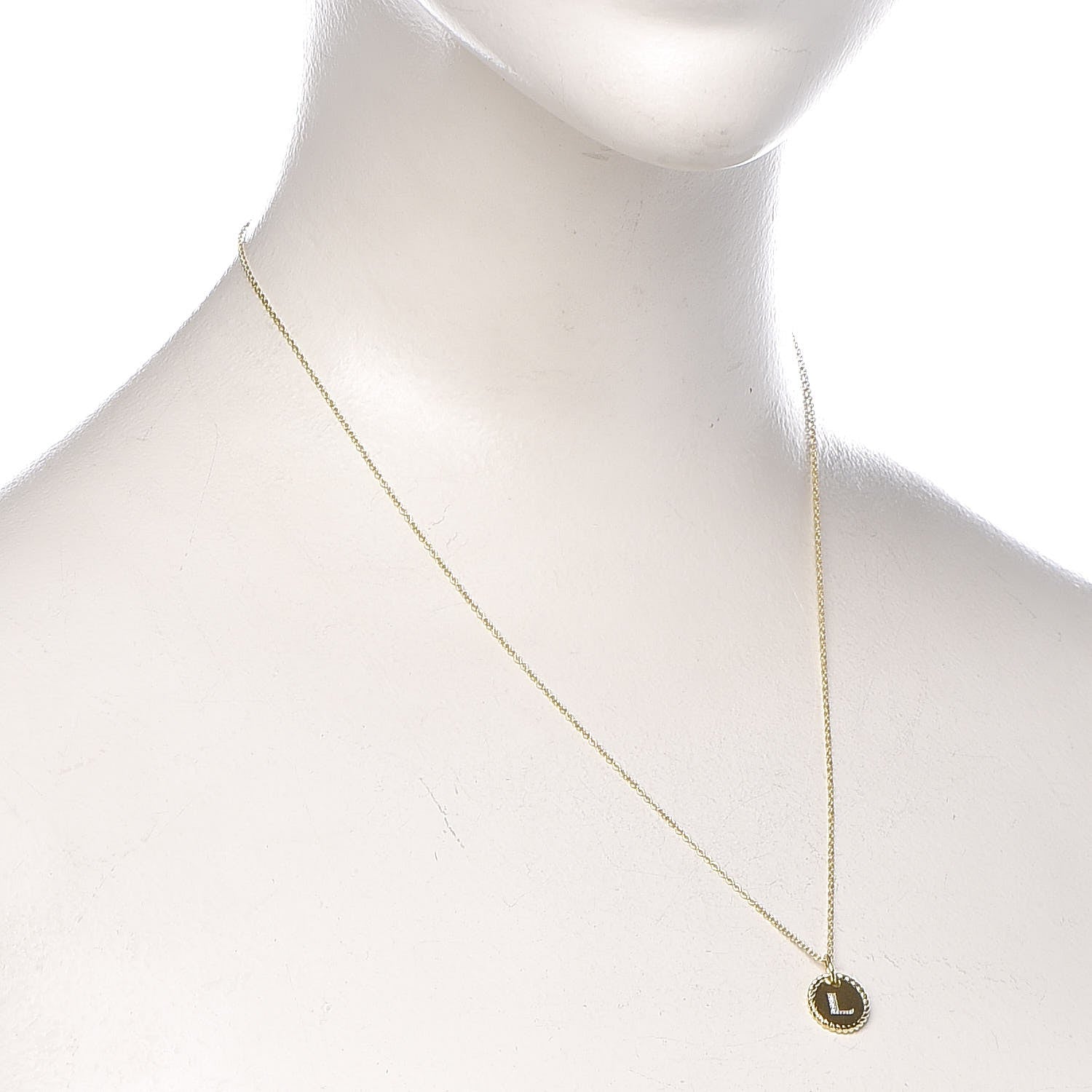 David Yurman 18K Yellow Gold Diamond Initial L Charm Necklace 2 of 7