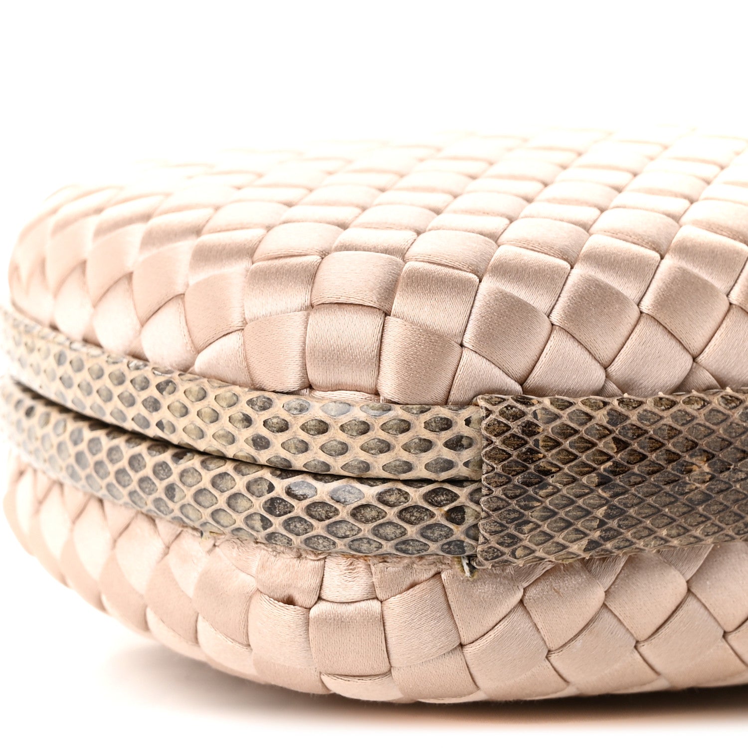 Bottega Veneta Satin Ayers Intrecciato Chain Knot Clutch Nude 8 of 10
