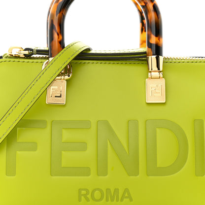 Fendi Vitello King Plexiglass Logo Embossed Mini By The Way Top Handle Boston Bag Wasabi 8 of 10