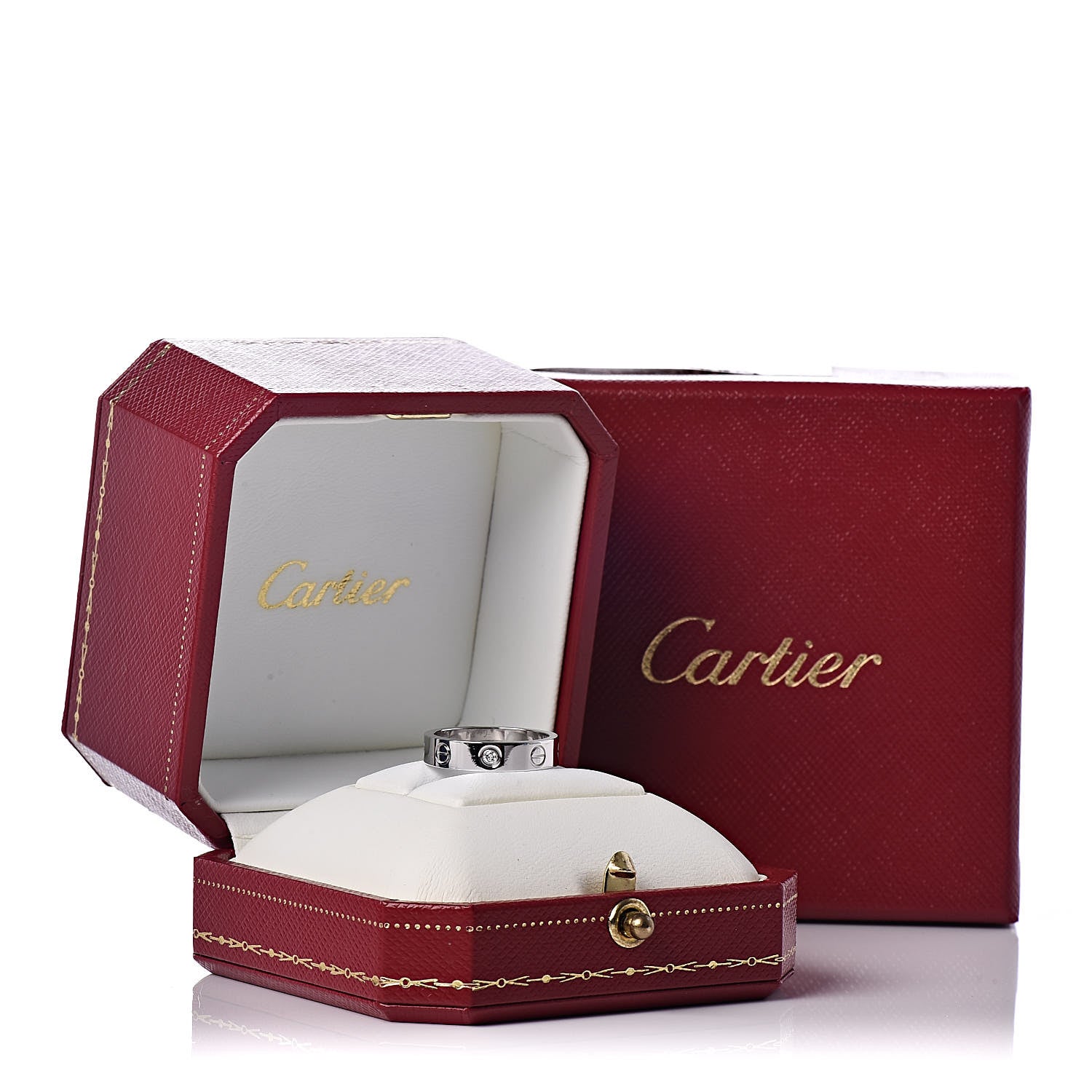 Cartier 18K White Gold Diamond 4mm LOVE Wedding Band Ring 49 5 5 of 5