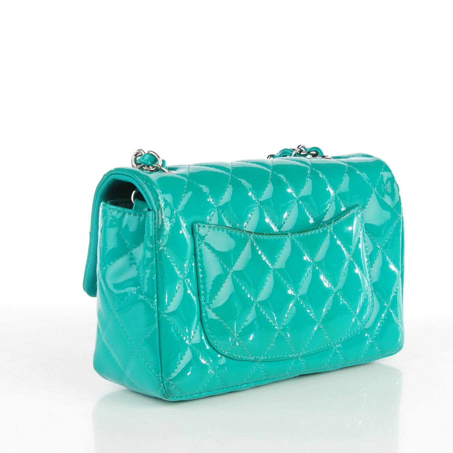 Chanel Patent Calfskin Quilted Mini Rectangular Flap Green 3 of 12