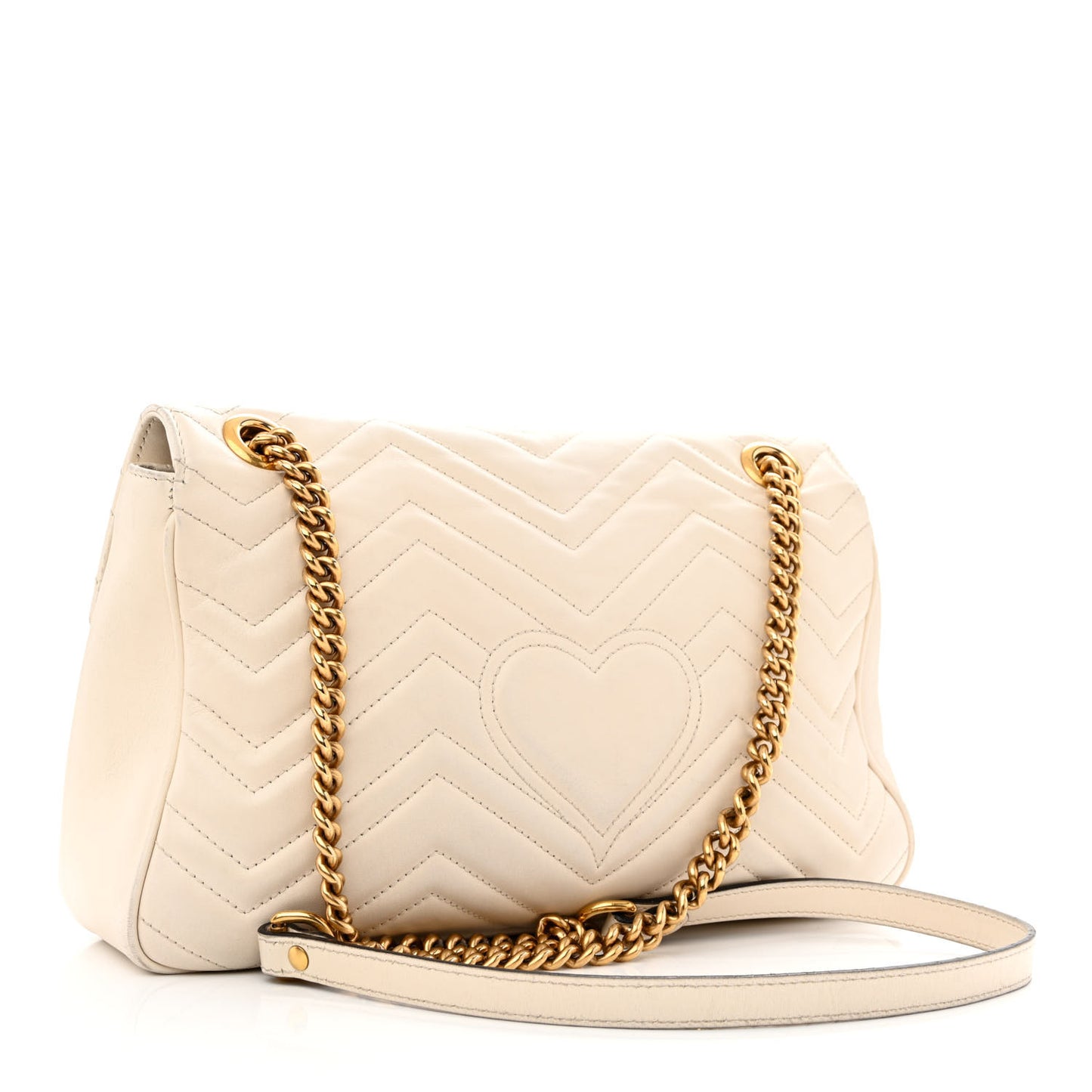 Calfskin Matelasse Medium GG Marmont Shoulder Bag White