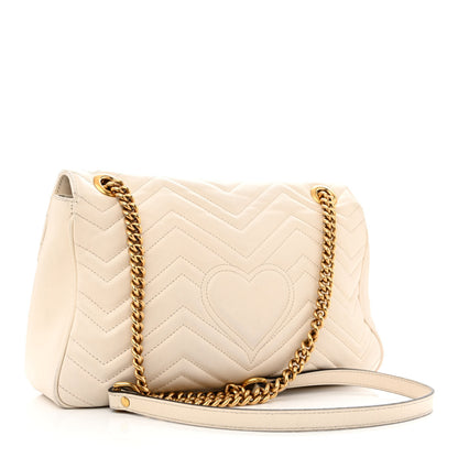 Gucci Calfskin Matelasse Medium GG Marmont Shoulder Bag White 3 of 13