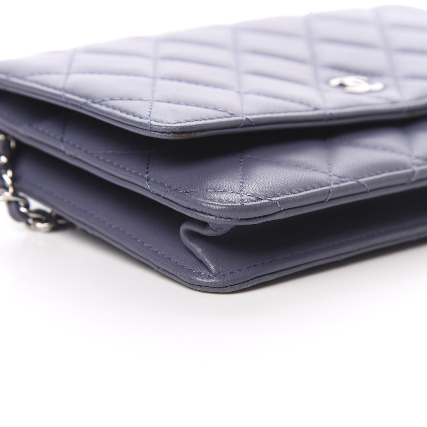 Lambskin Quilted Wallet On Chain WOC Purple