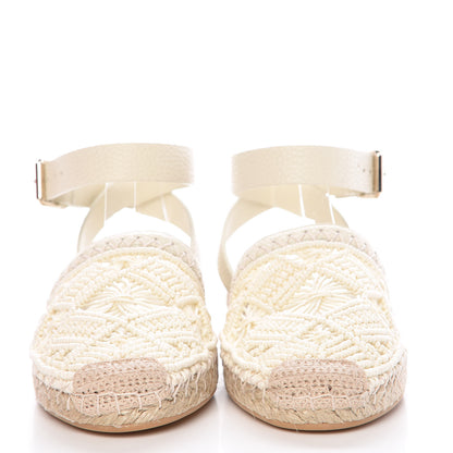 Valentino Garavani Calfskin Macrame Marrakech Ankle Strap Espadrilles 37 Ivory 2 of 8