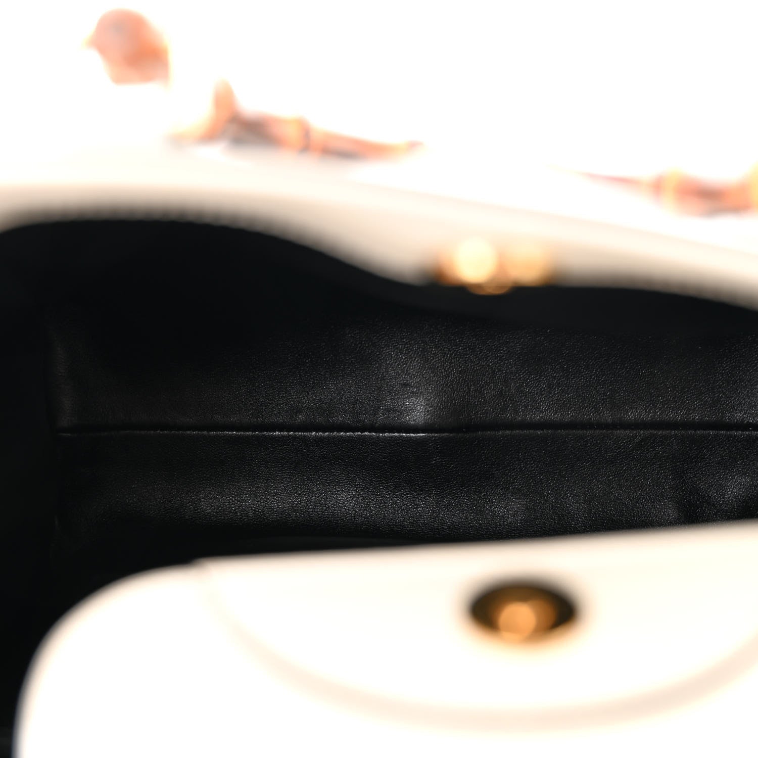 Gucci Calfskin Geometric Inlay Small Diana Tote Bag White Black 5 of 11