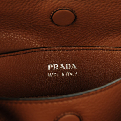 Prada Vitello Daino Medium Double Tote Black Cuoio 6 of 7