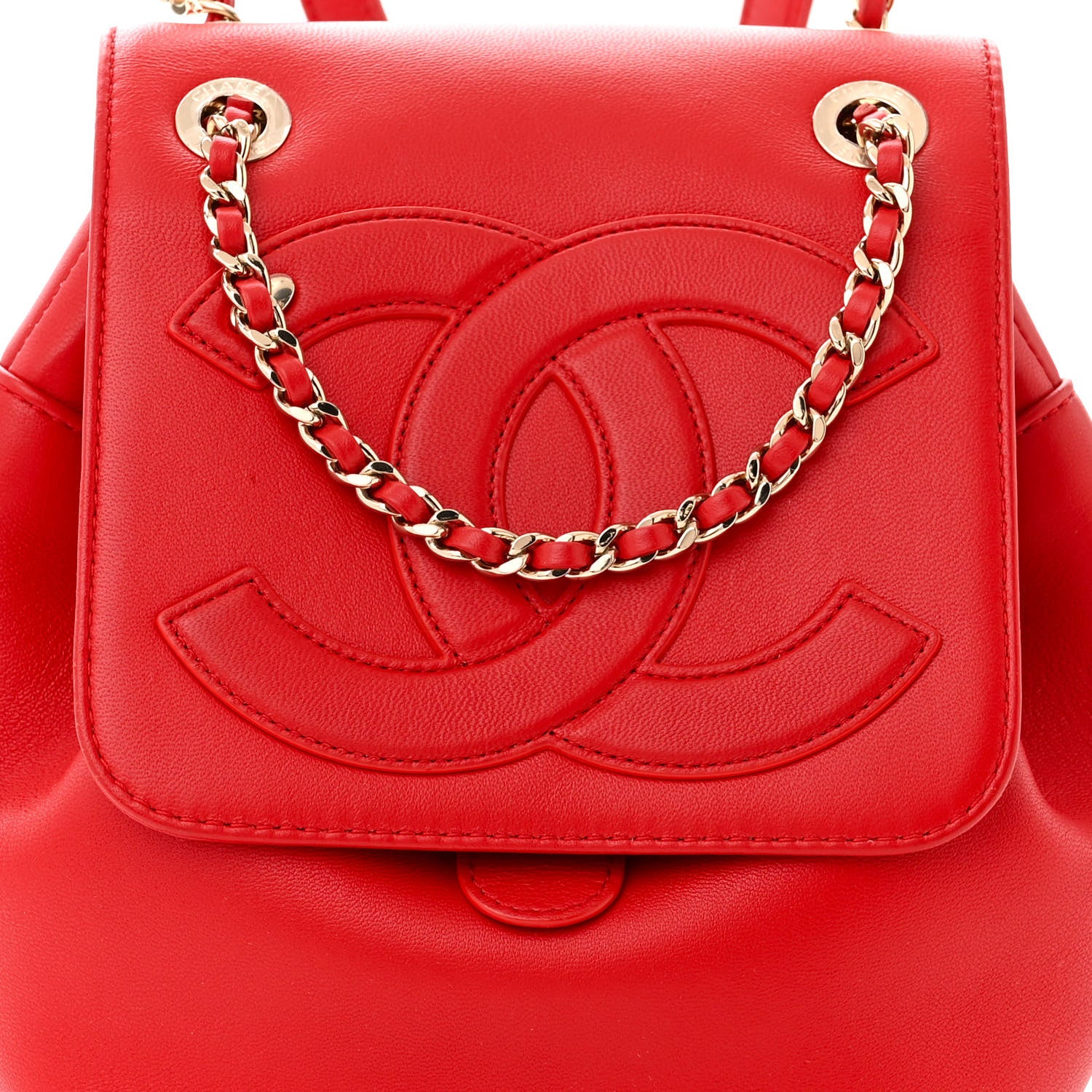 Chanel Lambskin CC Mania Backpack Red 8 of 10
