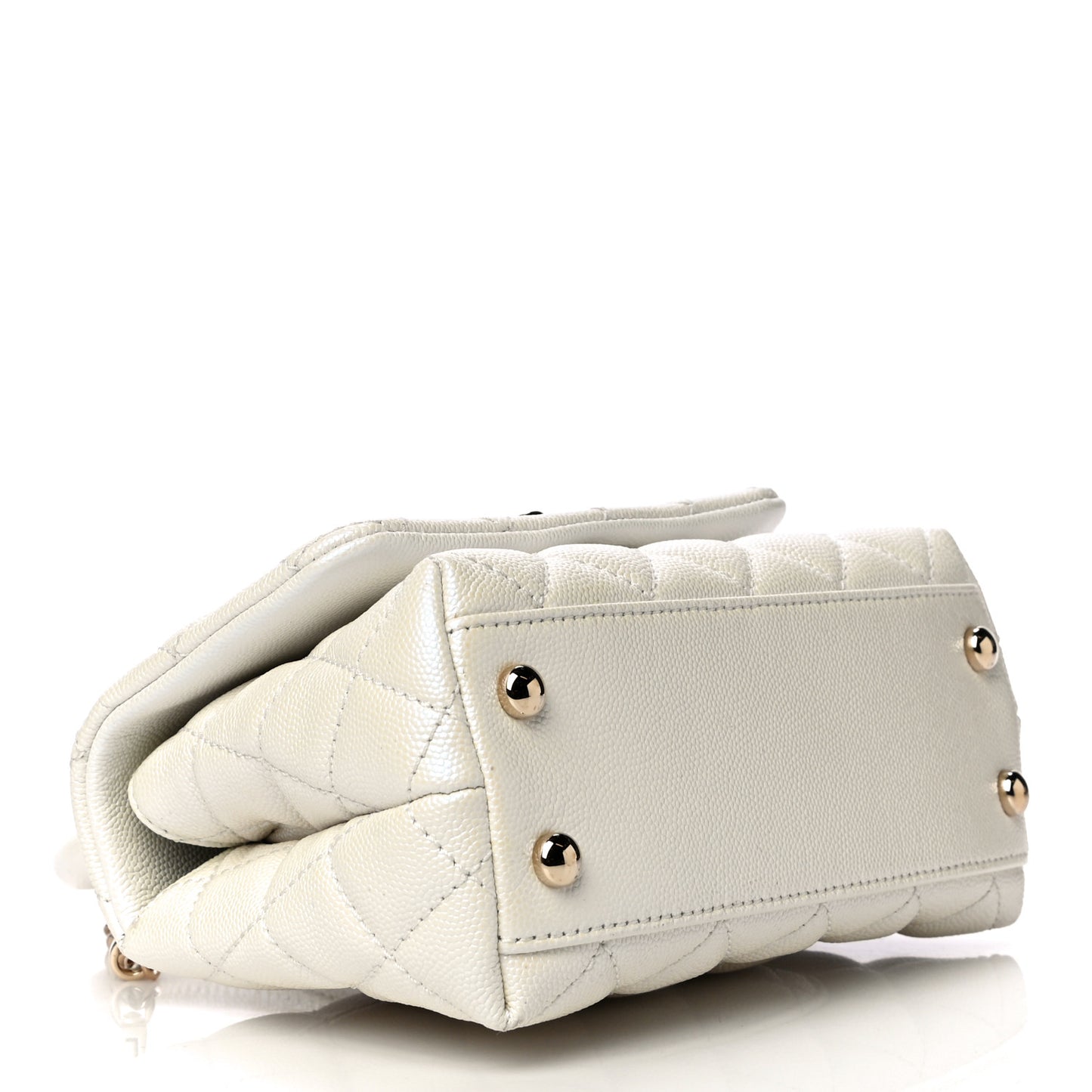 Iridescent Caviar Quilted Extra Mini Coco Handle Flap Ivory