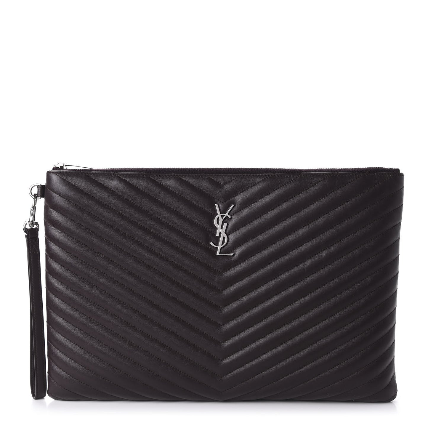 Calfskin Matelasse Chevron Monogram Document Holder Amaranto