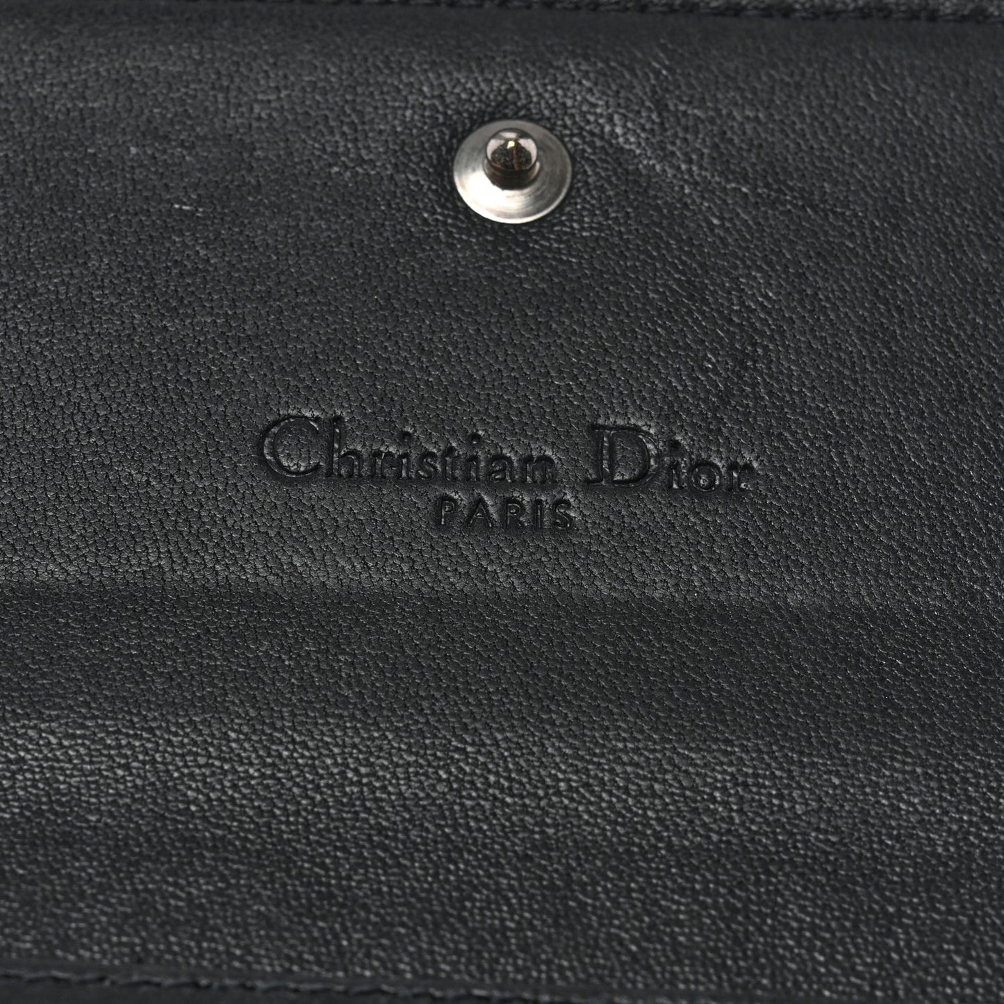 Metallic Calfskin Micro-Cannage Lady Dior Croisiere Chain Wallet Blue