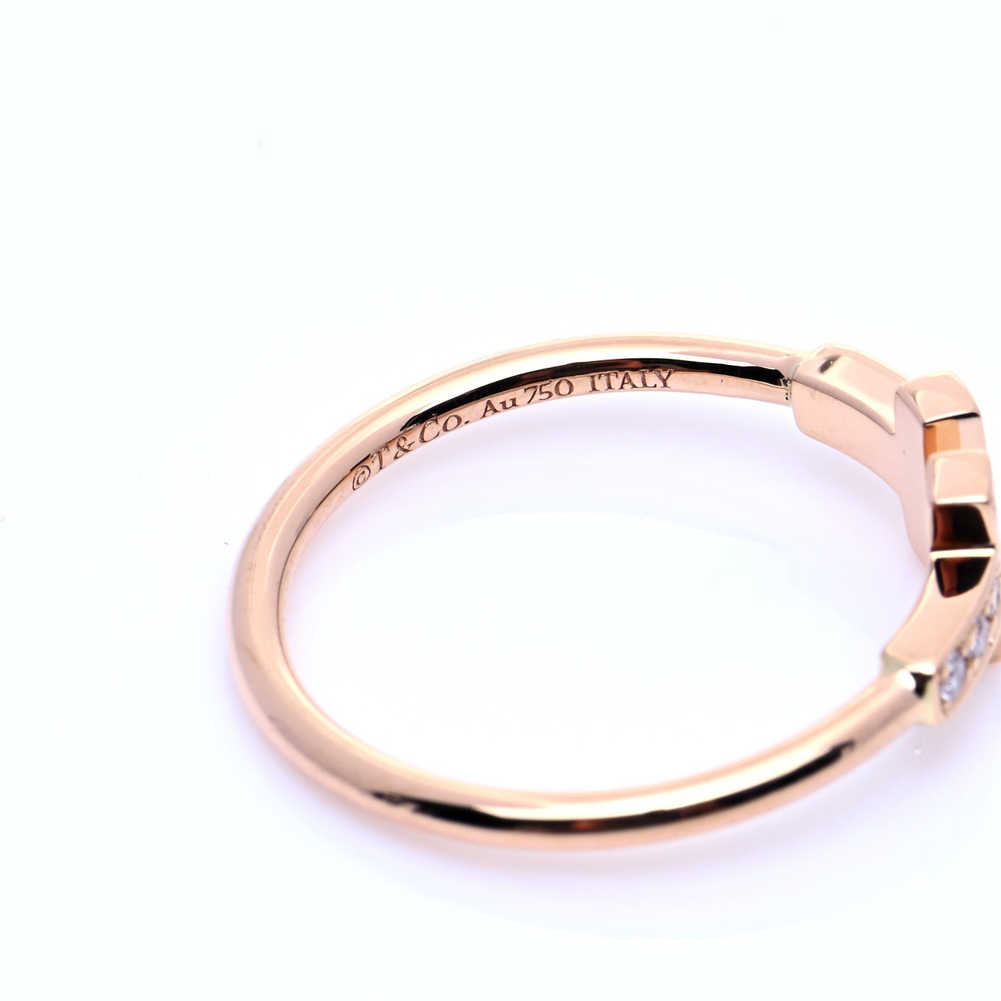 18K Rose Gold Diamond T Wire Ring 56 7.5